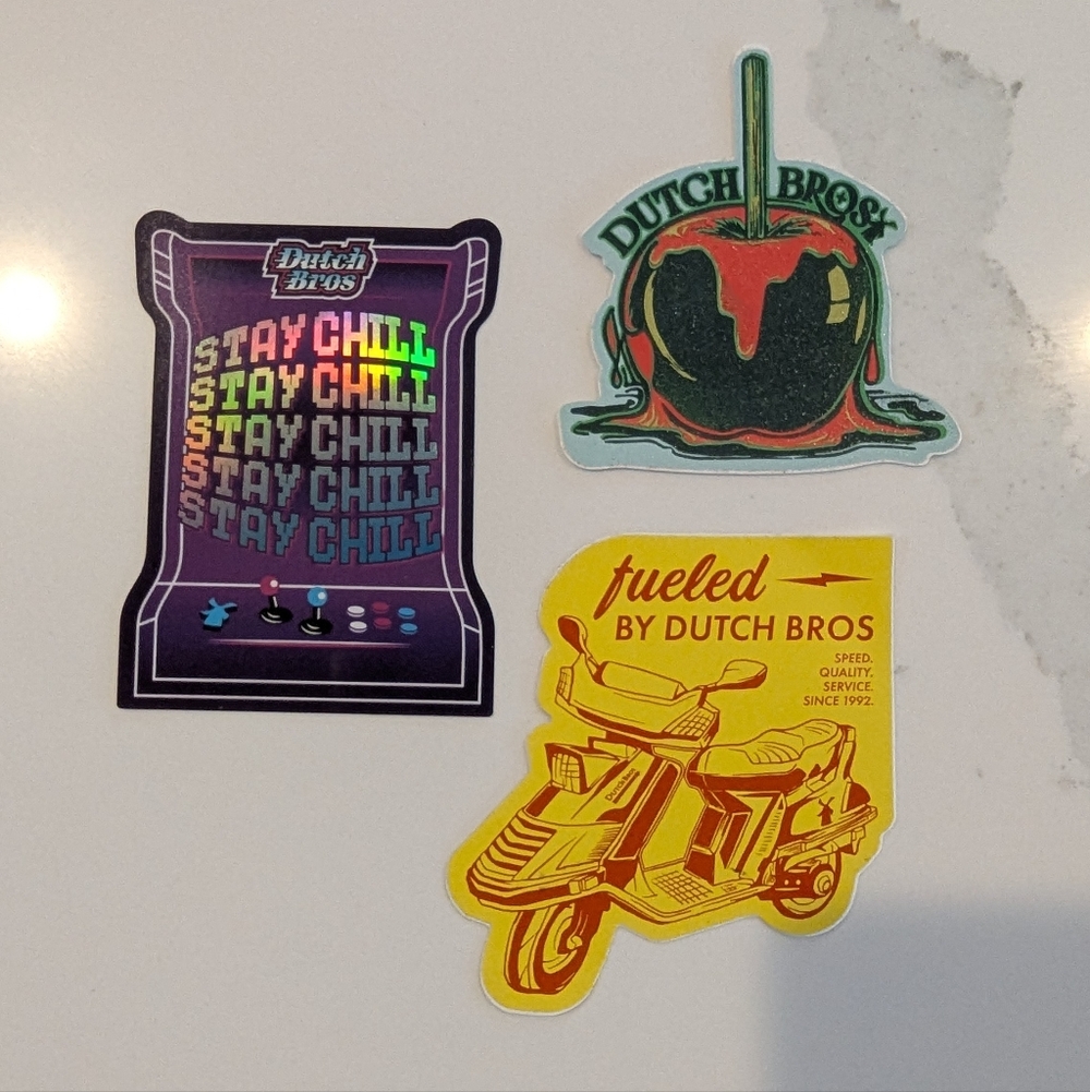 Dutch Bros Colorful Sticker Trio